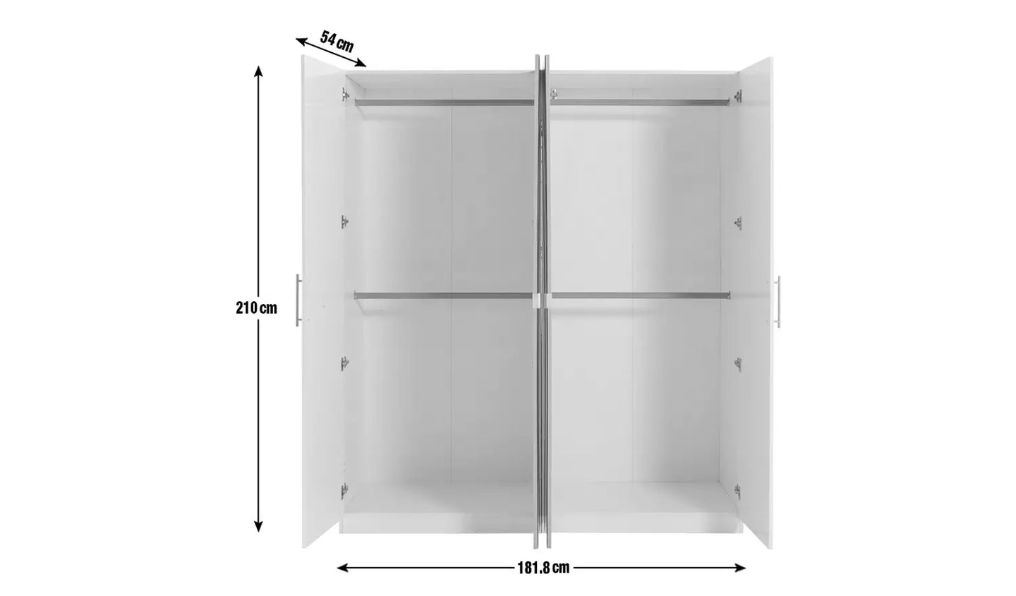 Habitat Munich 4 Door 2 Mirror Wardrobe - White